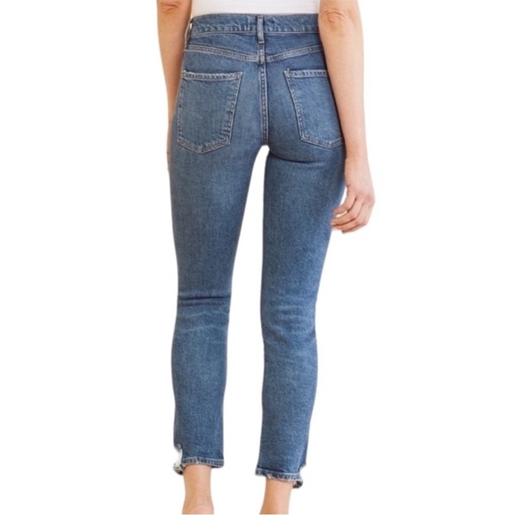 AGOLDE Toni Straight Ankle Jeans Medium Wash Distressed Size 27 Revolve - Picture 2 of 13